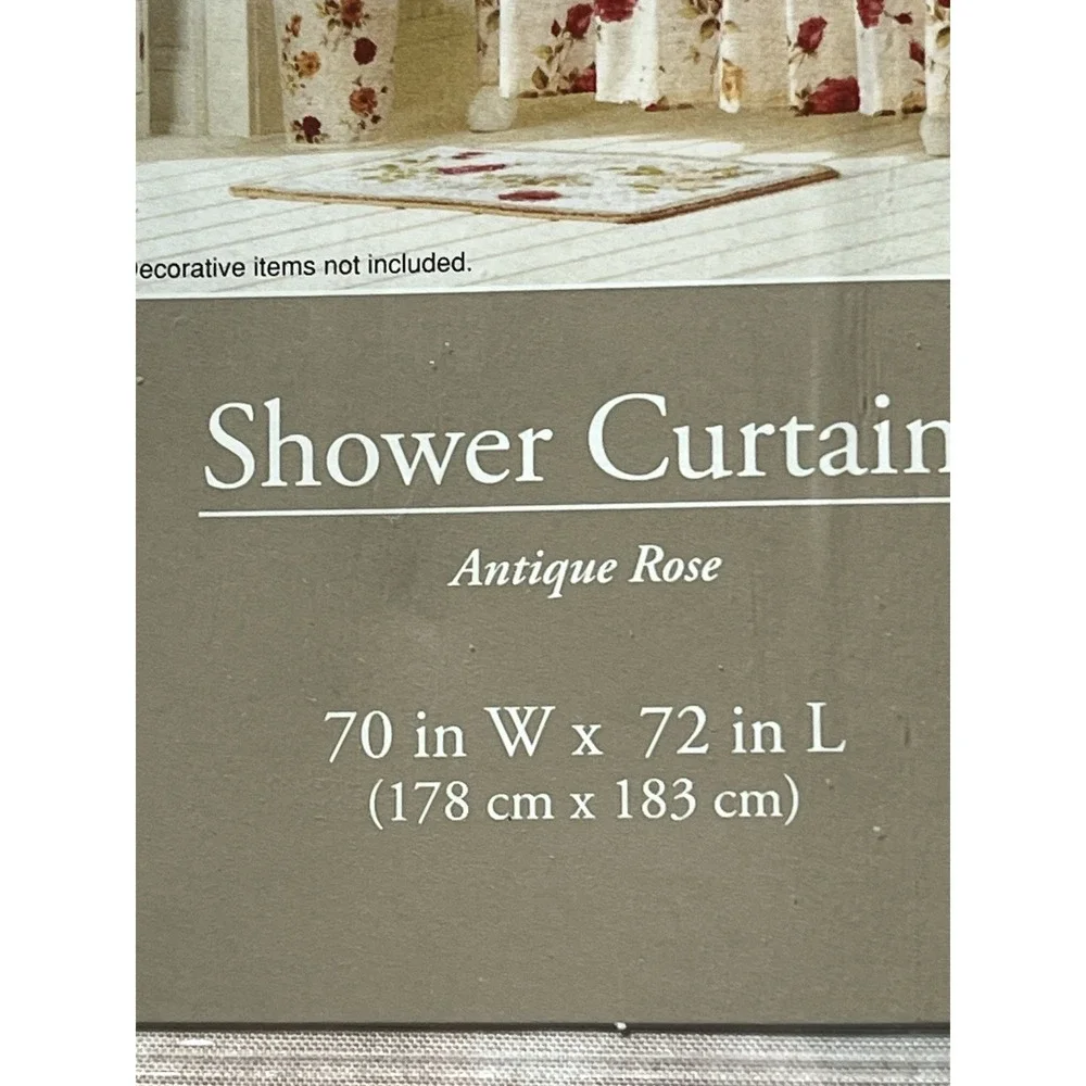 VTG Home Trends Fabric Shower Curtain Antique Rose Pattern Machine Washable NEW
